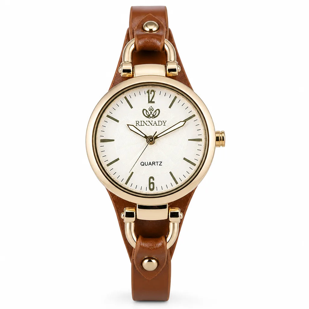 Nevaeh Slim Quartz Watch - Color:Brown