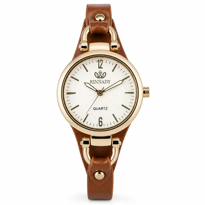 Nevaeh Slim Quartz Watch - Color:Brown