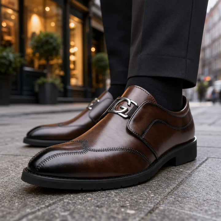 Men's Brown Newell Textured Leather Loafers