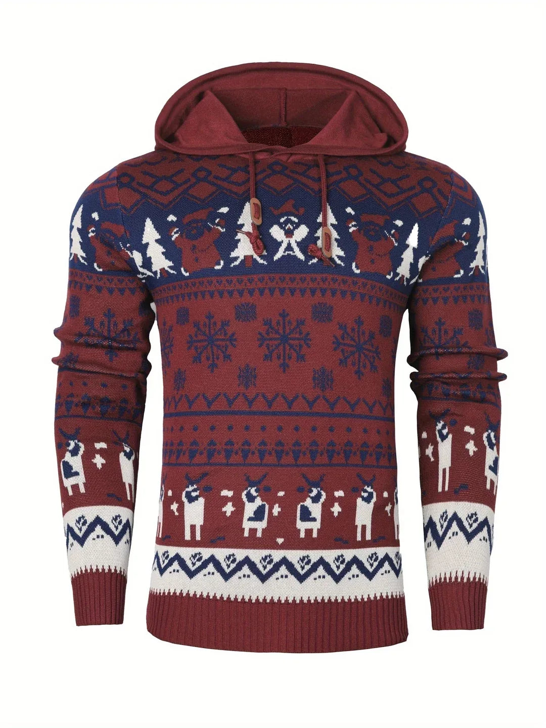 Men's Christmas Hoodie Sweater blue red 2.webp