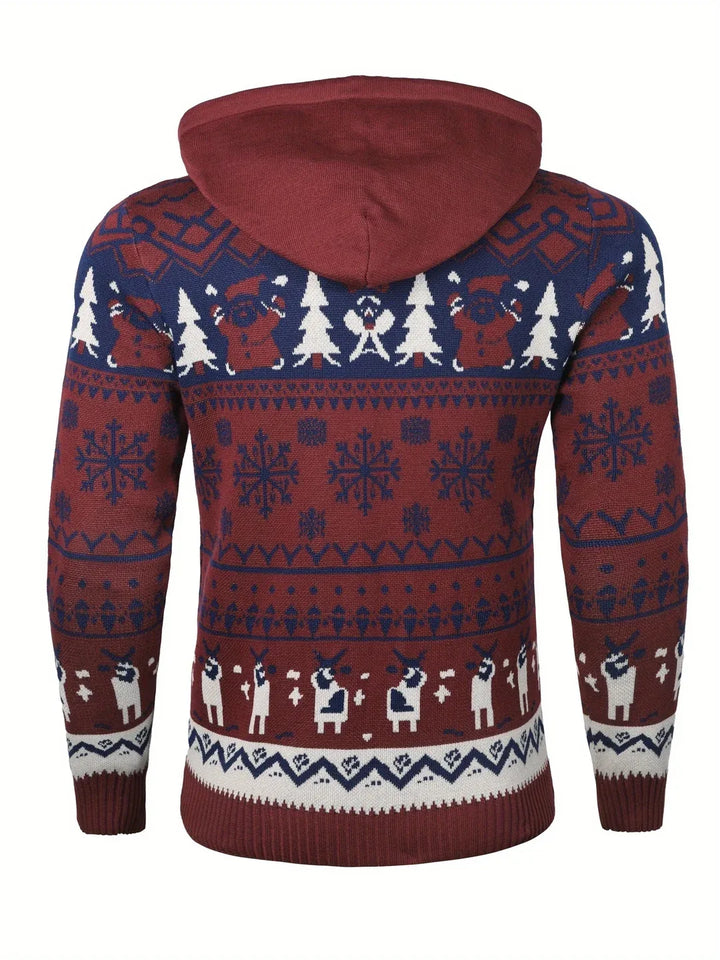 Men's Christmas Hoodie Sweater blue red 3.webp