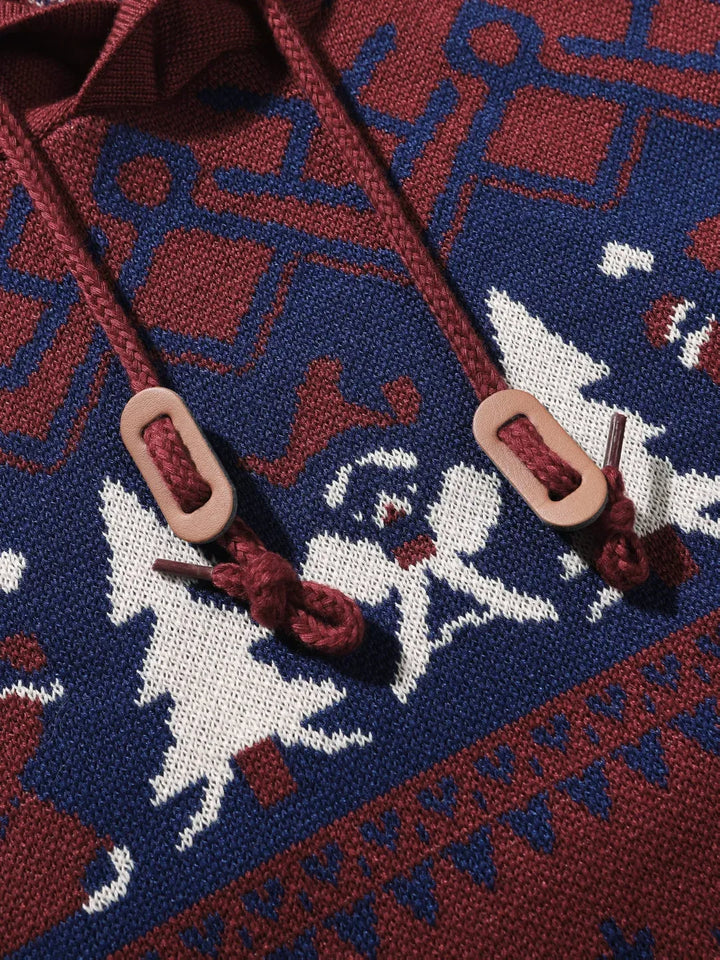 Men's Christmas Hoodie Sweater blue red 5.webp