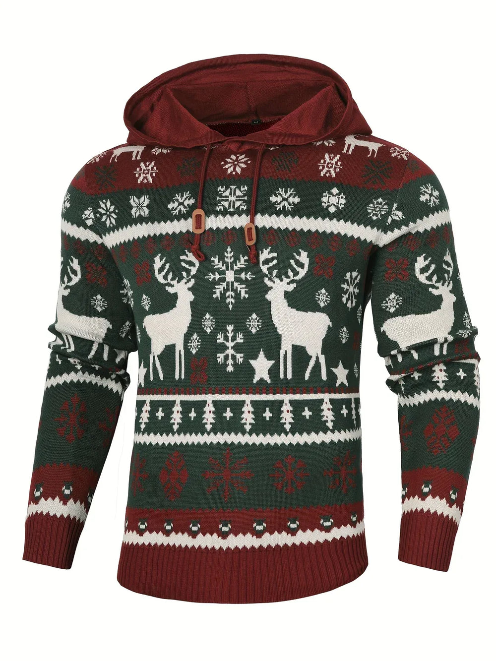 Men's Christmas Hoodie Sweater green red1.webp