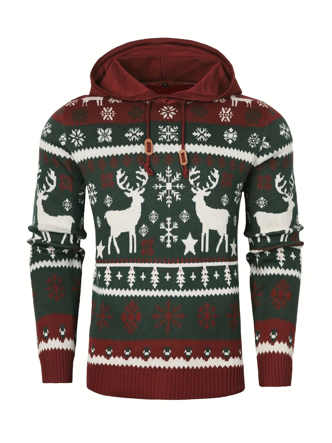 Men's Christmas Hoodie Sweater green red2.webp
