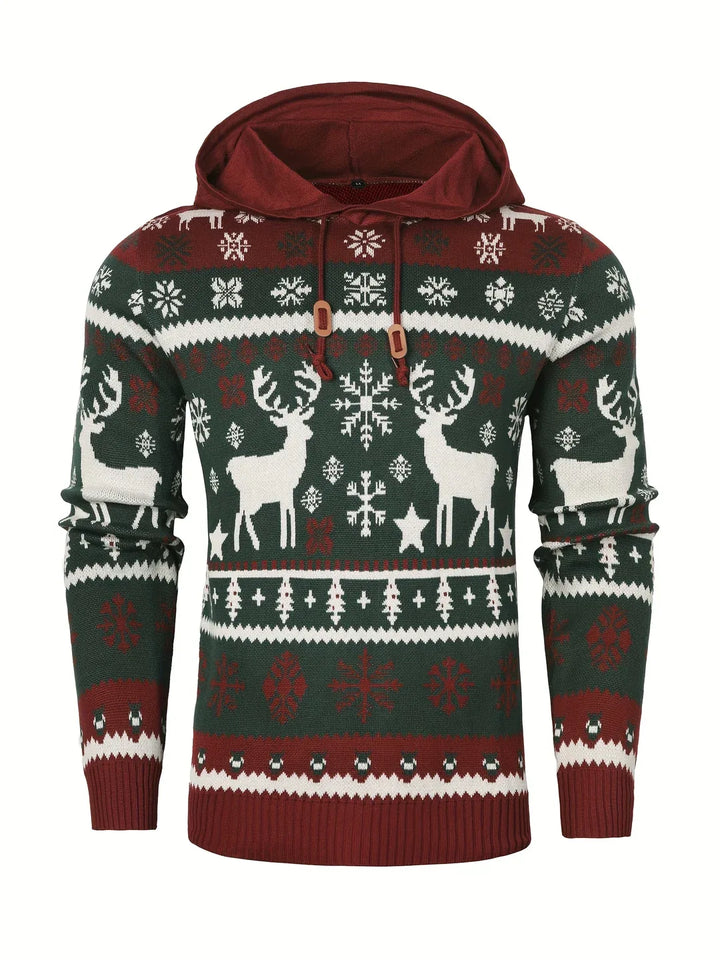 Men's Christmas Hoodie Sweater green red2.webp