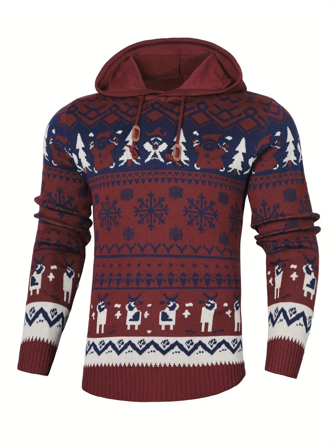 Men's Christmas Hoodie Sweater blue red 1.webp
