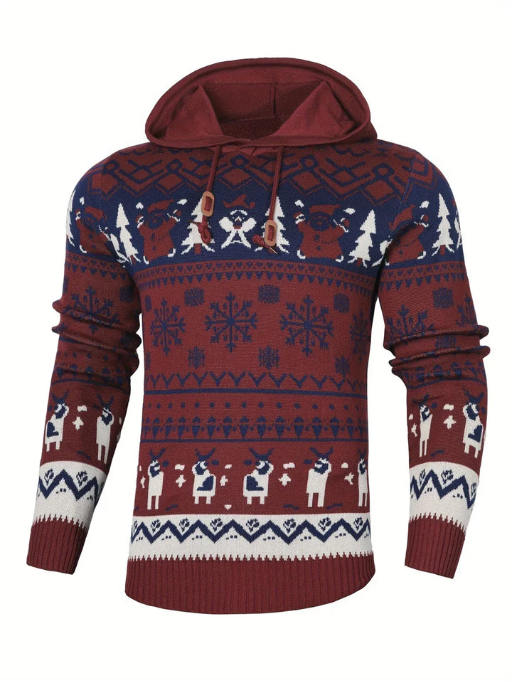 Men's Christmas Hoodie Sweater blue red 1.webp