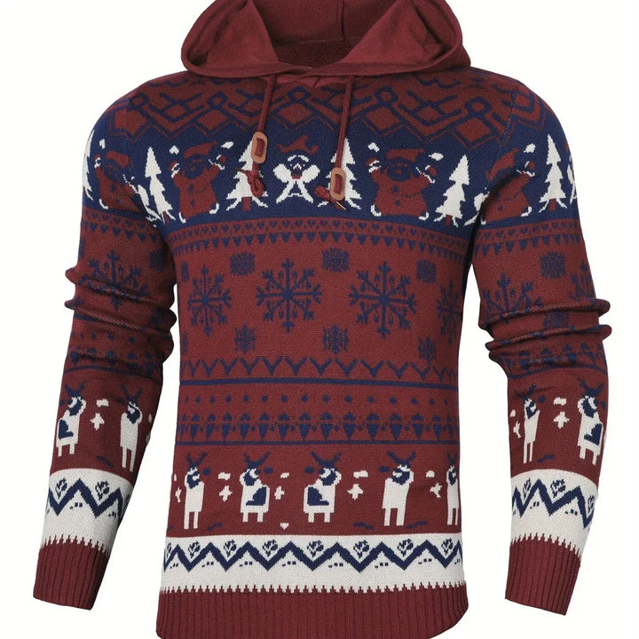 Nicolas | Men's Christmas Hoodie Sweater - Size:XS;Color:Navy