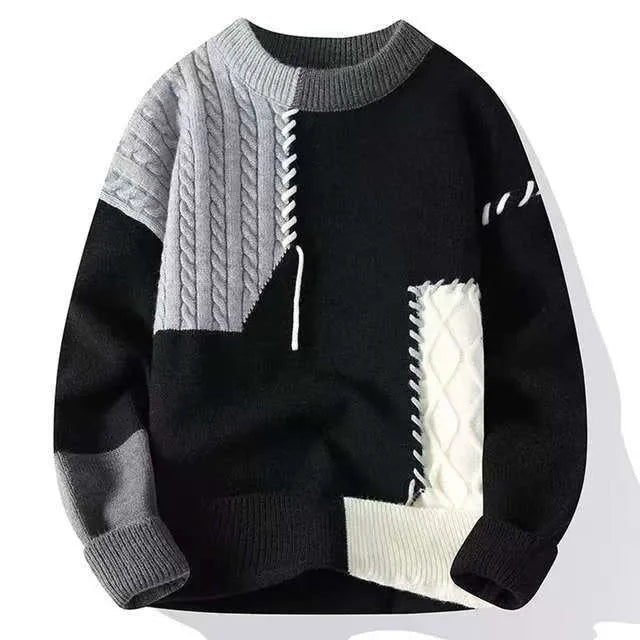 Noah | Men's Gestive Color-Block Knit Sweater  - Size:S;Color:Black