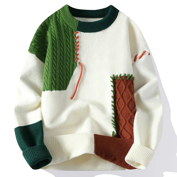 Noah | Men's Gestive Color-Block Knit Sweater  - Size:S;Color:Green
