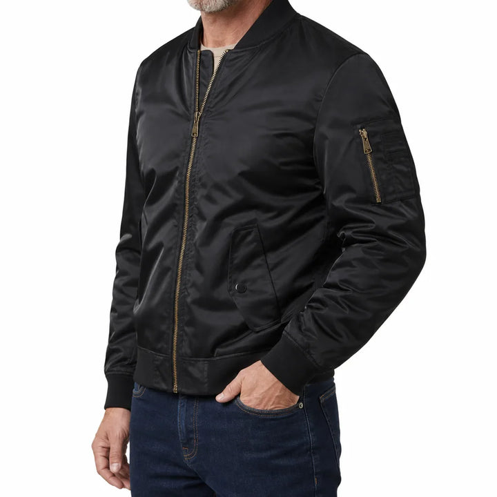 Men's Black Carmen Stand Collar Bomber Jacket