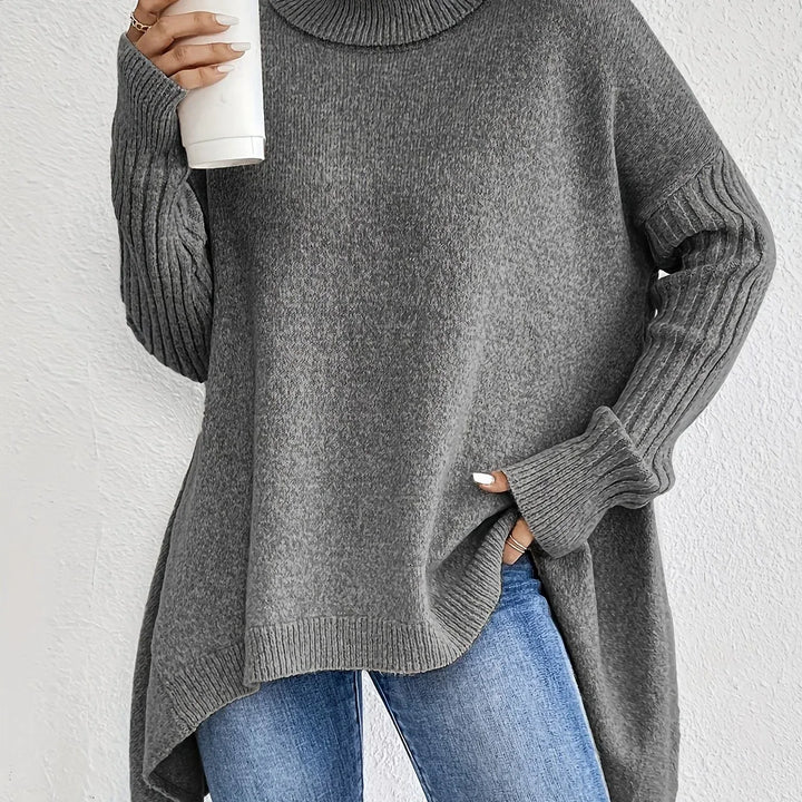 Nora | Women's Turtleneck Knit Sweater - Color:Gray;Size:XS