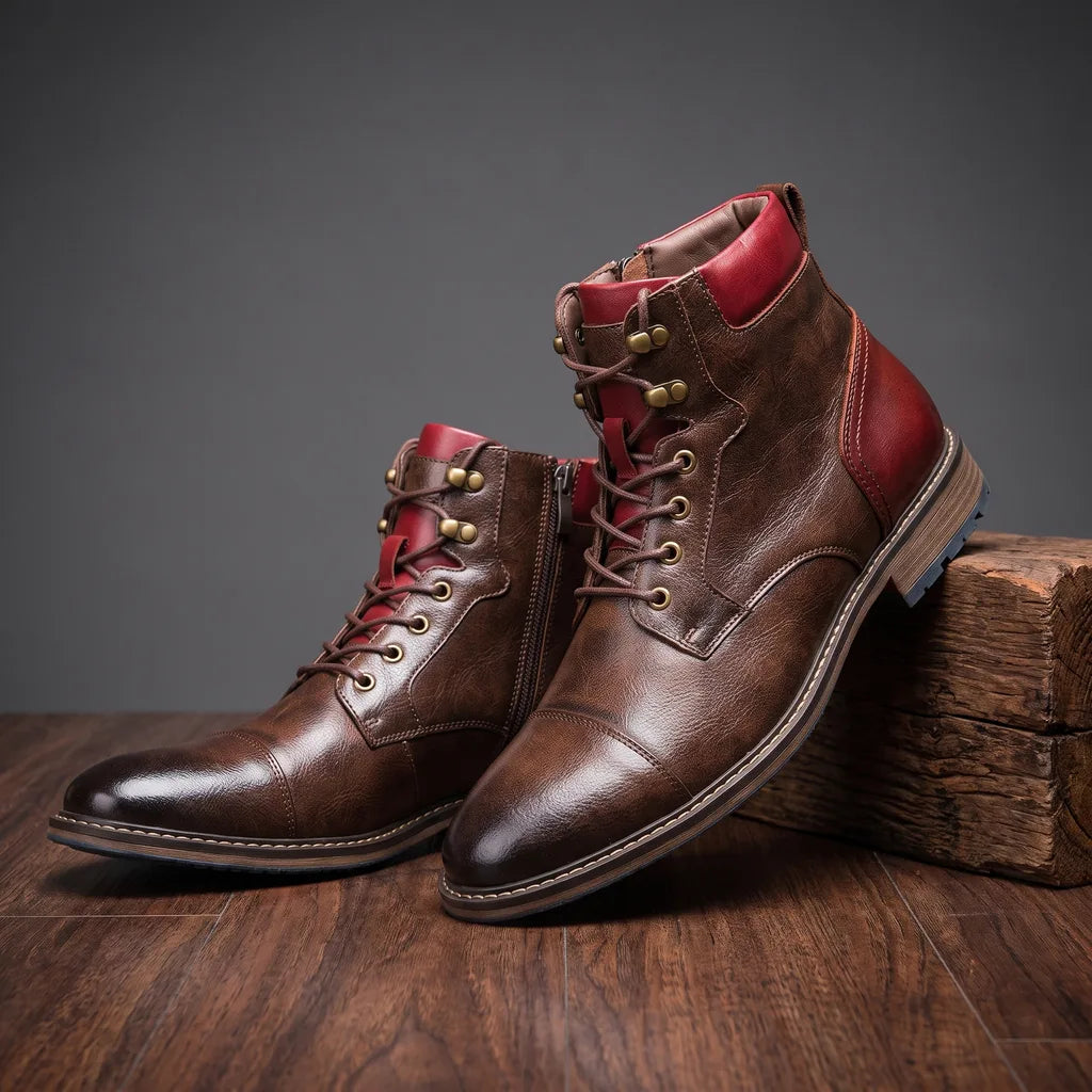 Norris Lace-Up Boots - Color:Brown;Size:38