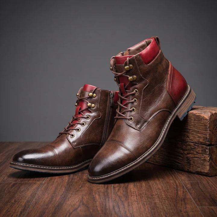Norris Lace-Up Boots - Color:Brown;Size:38