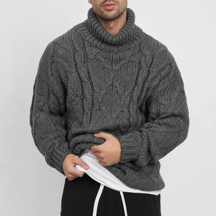 Men's Gray Norris | Men's Cable-Knit Turtleneck Sweater