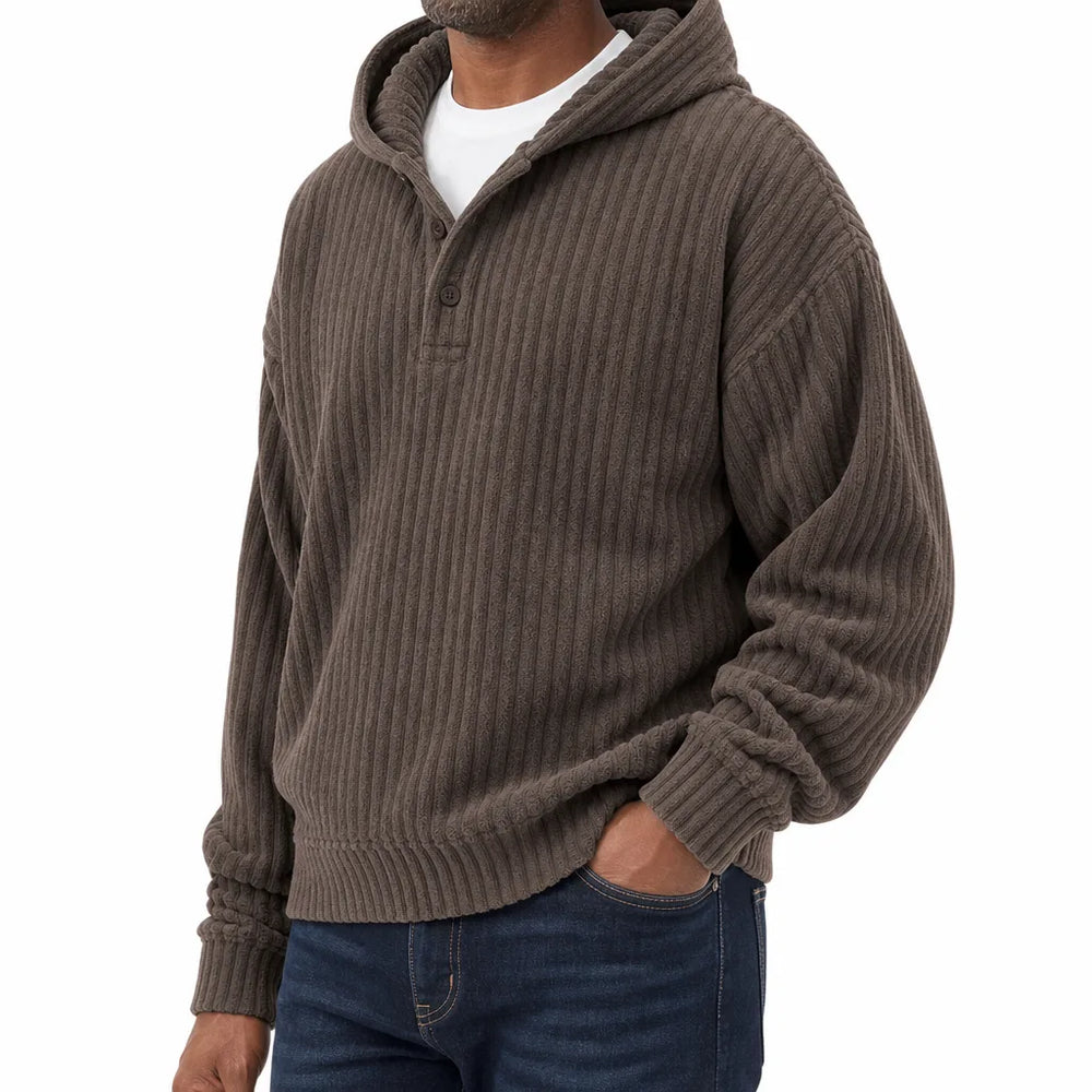 Men's Brown Norris Striped Hooded Sweatshirt