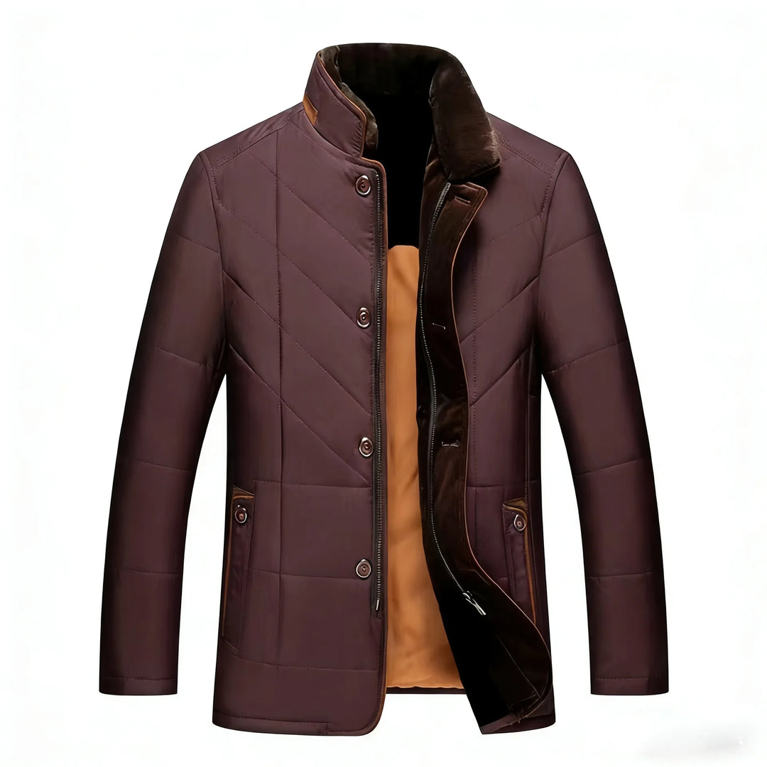 Northrop | Men's Quilted Luxury Coat  - Burgundy