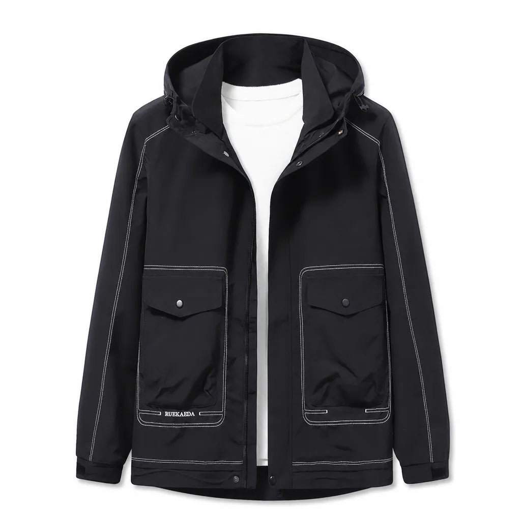 Norton Hooded Windbreaker Jacket - Color:Black;Size:L