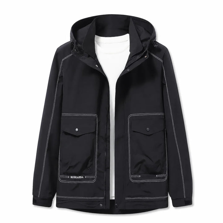 Norton Hooded Windbreaker Jacket - Color:Black;Size:L