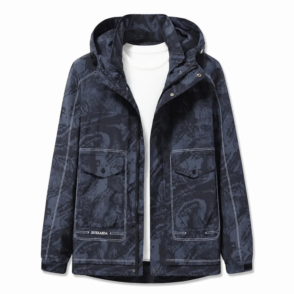 Norton Hooded Windbreaker Jacket - Color:Blue;Size:L