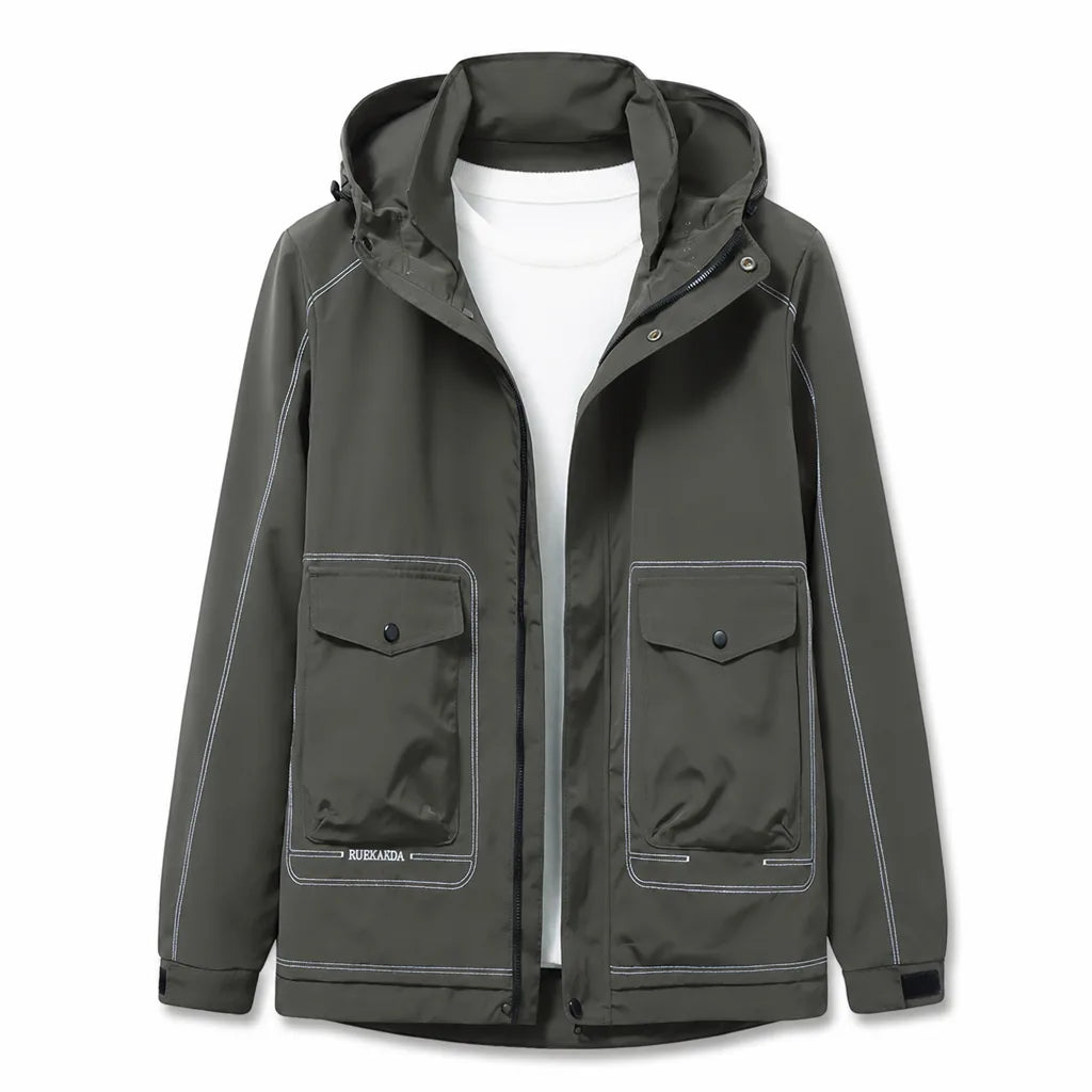 Norton Hooded Windbreaker Jacket - Color:Green;Size:L