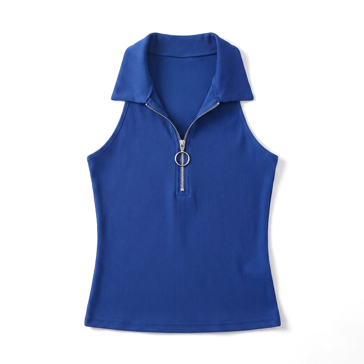 Nova Ribbed Zip-Up Vest - Color:Blue;Size:XS