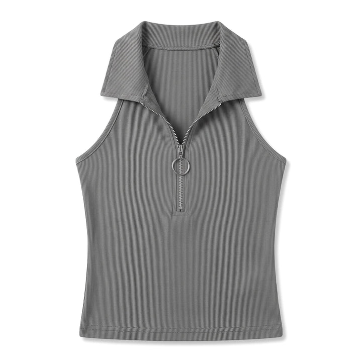 Nova Ribbed Zip-Up Vest - Color:Gray;Size:XS