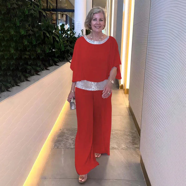 Novie | Women's Classy Elegant Set - Color:Red;Size:XS