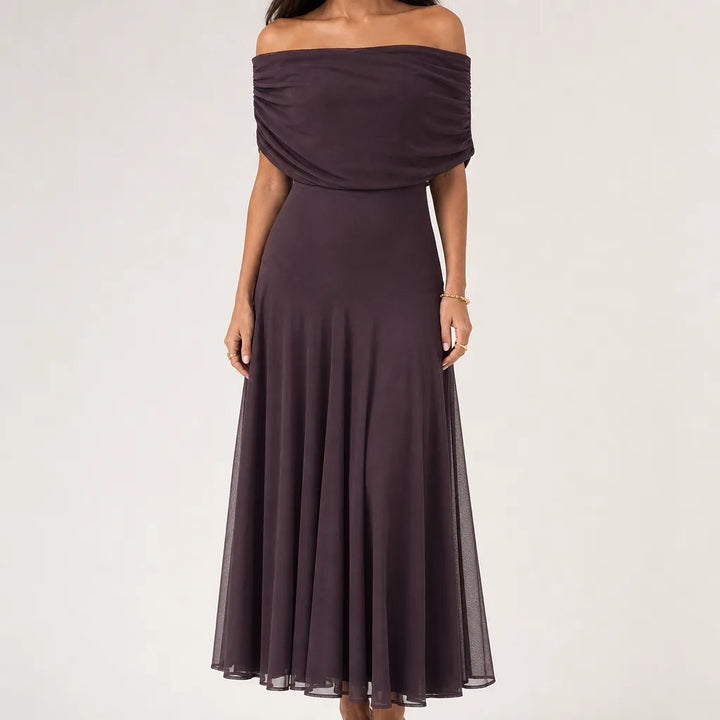 Odalys | Women's Maxi Fall Wedding Guest Dress - Color:Brown;Size:XS