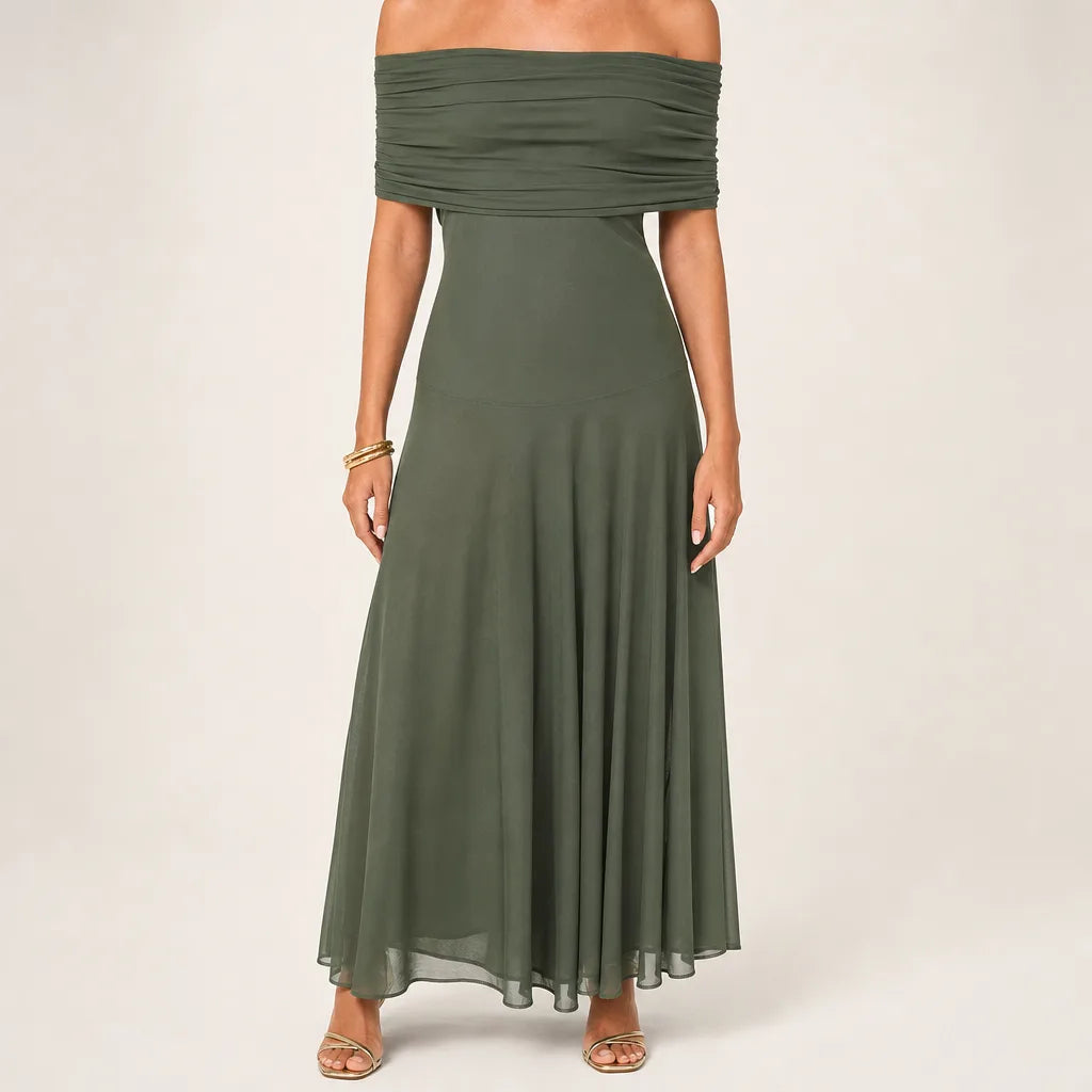 Odalys | Women's Maxi Fall Wedding Guest Dress - Color:Green;Size:XS