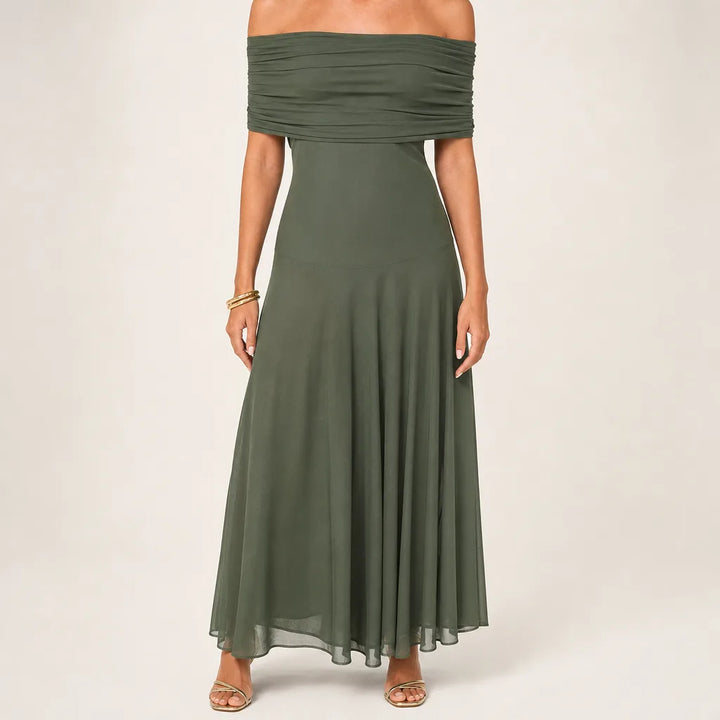 Odalys | Women's Maxi Fall Wedding Guest Dress - Color:Green;Size:XS