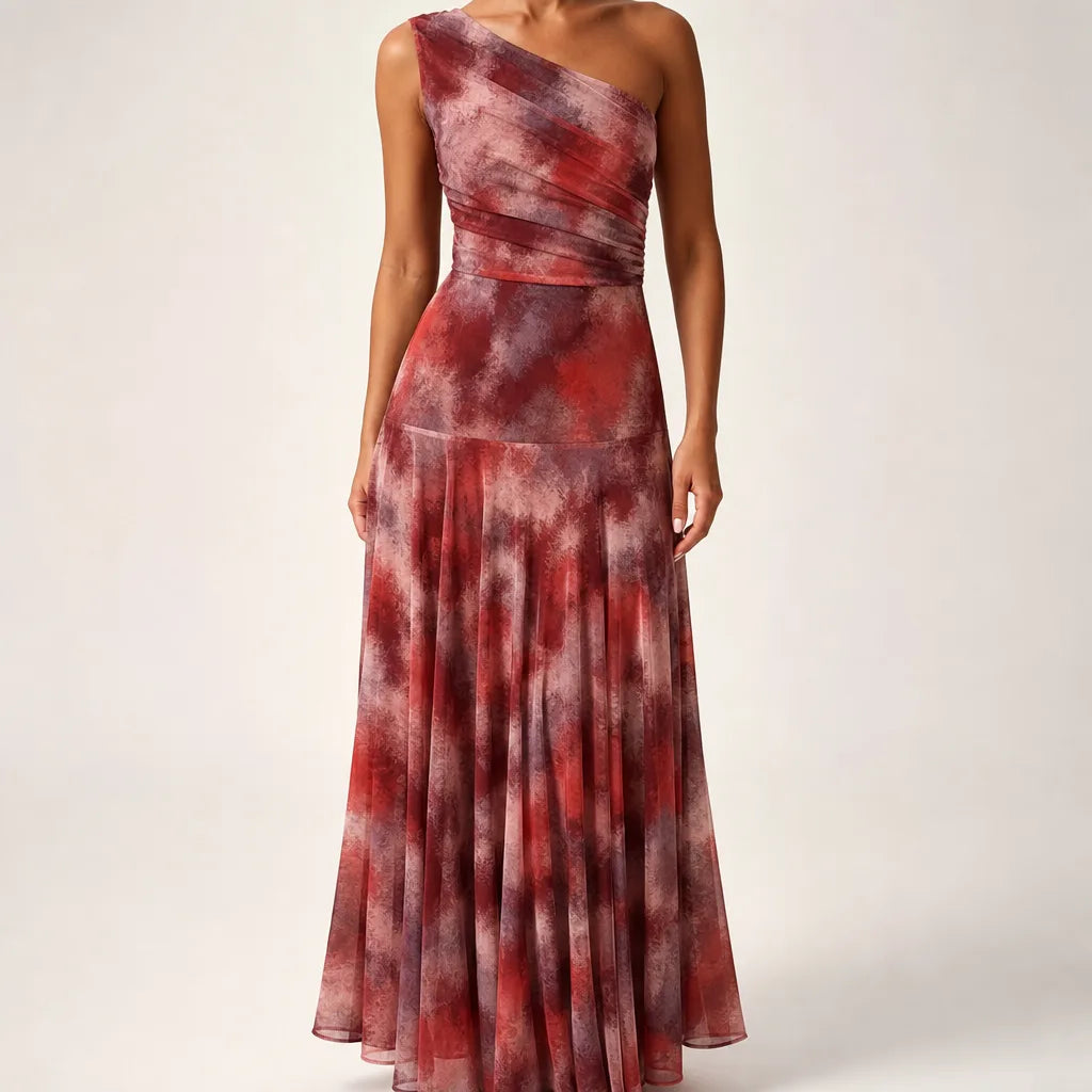 Odalys | Women's Maxi Fall Wedding Guest Dress - Color:Red;Size:XS
