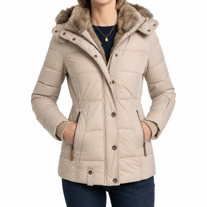 Odessa | Padded Winter Coat for Warmth - Color:Beige;Size:XS