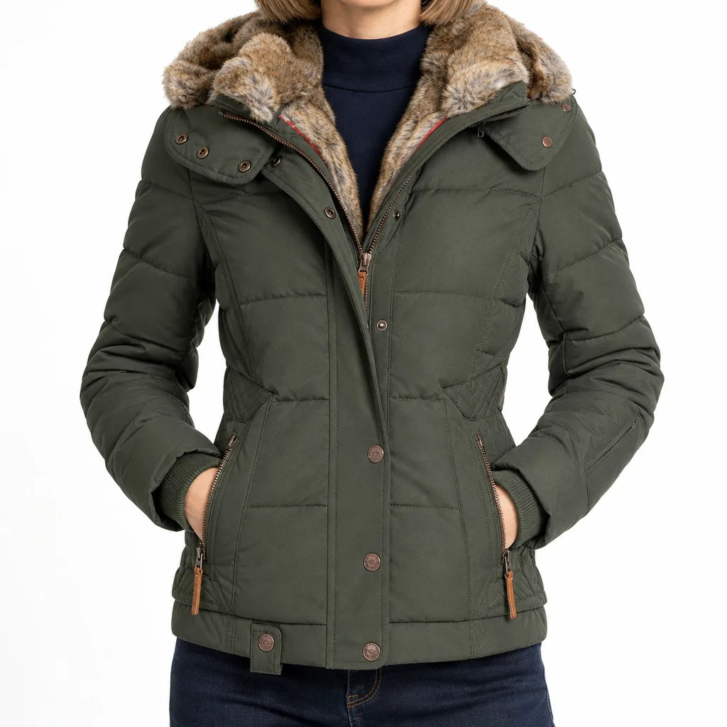 Odessa | Padded Winter Coat for Warmth - Color:Green;Size:XS