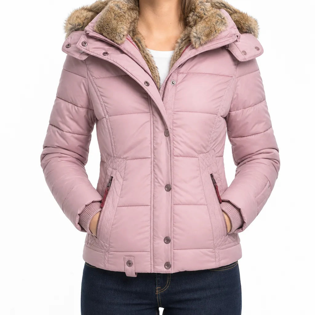 Odessa | Padded Winter Coat for Warmth - Color:Pink;Size:XS