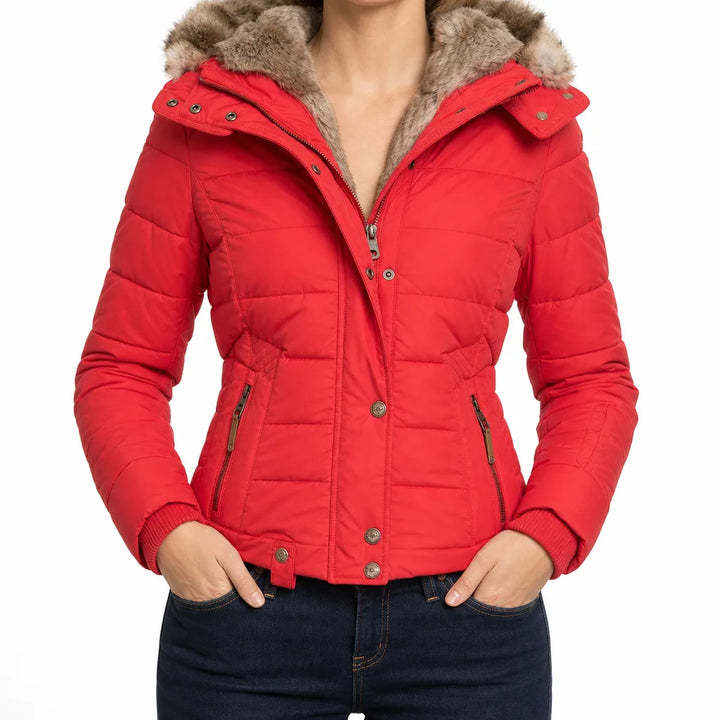 Odessa | Padded Winter Coat for Warmth - Color:Red;Size:XS