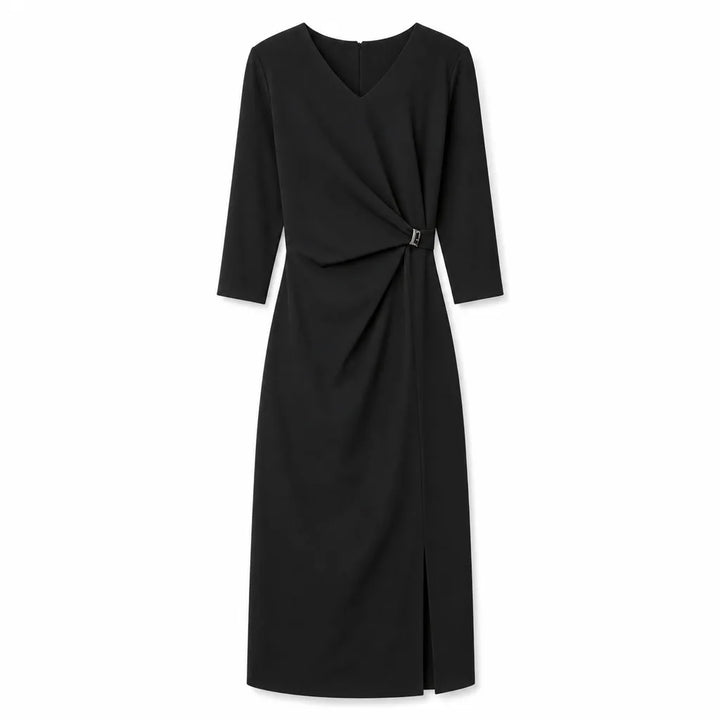 Odette V-Neck Dress - Color:Black;Size:S