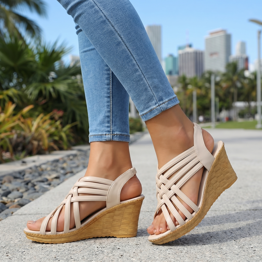 Off-White Sienna Cross-Strap Wedge Sandals 1