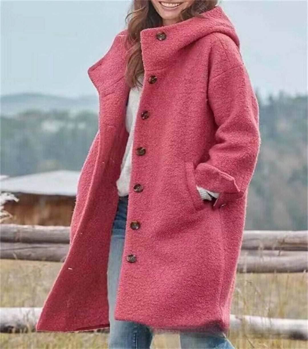 Olive | Women's Plush Trench Coat - Color:Pink;Size:XS