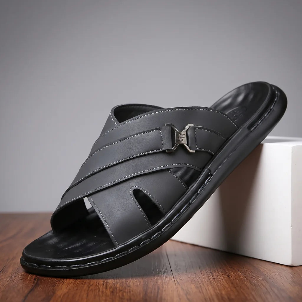 Men's Black Roxbury Open Toe Slides