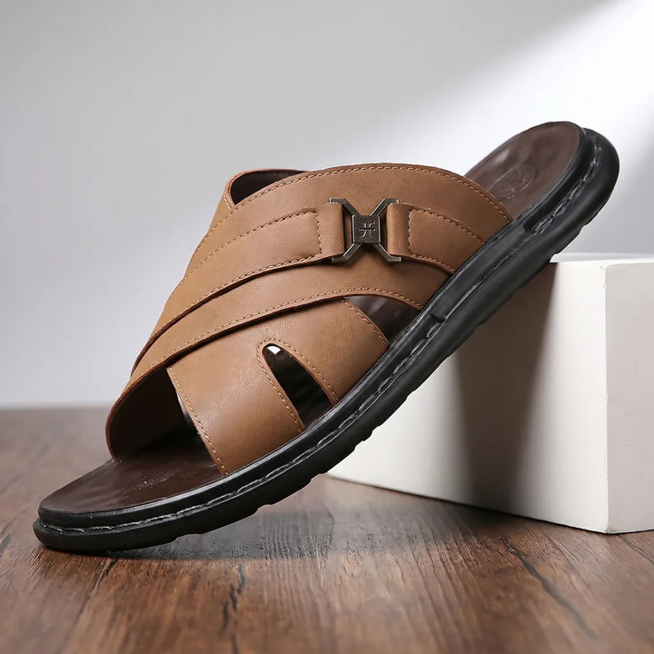 Men's A-Brown Roxbury Open Toe Slides