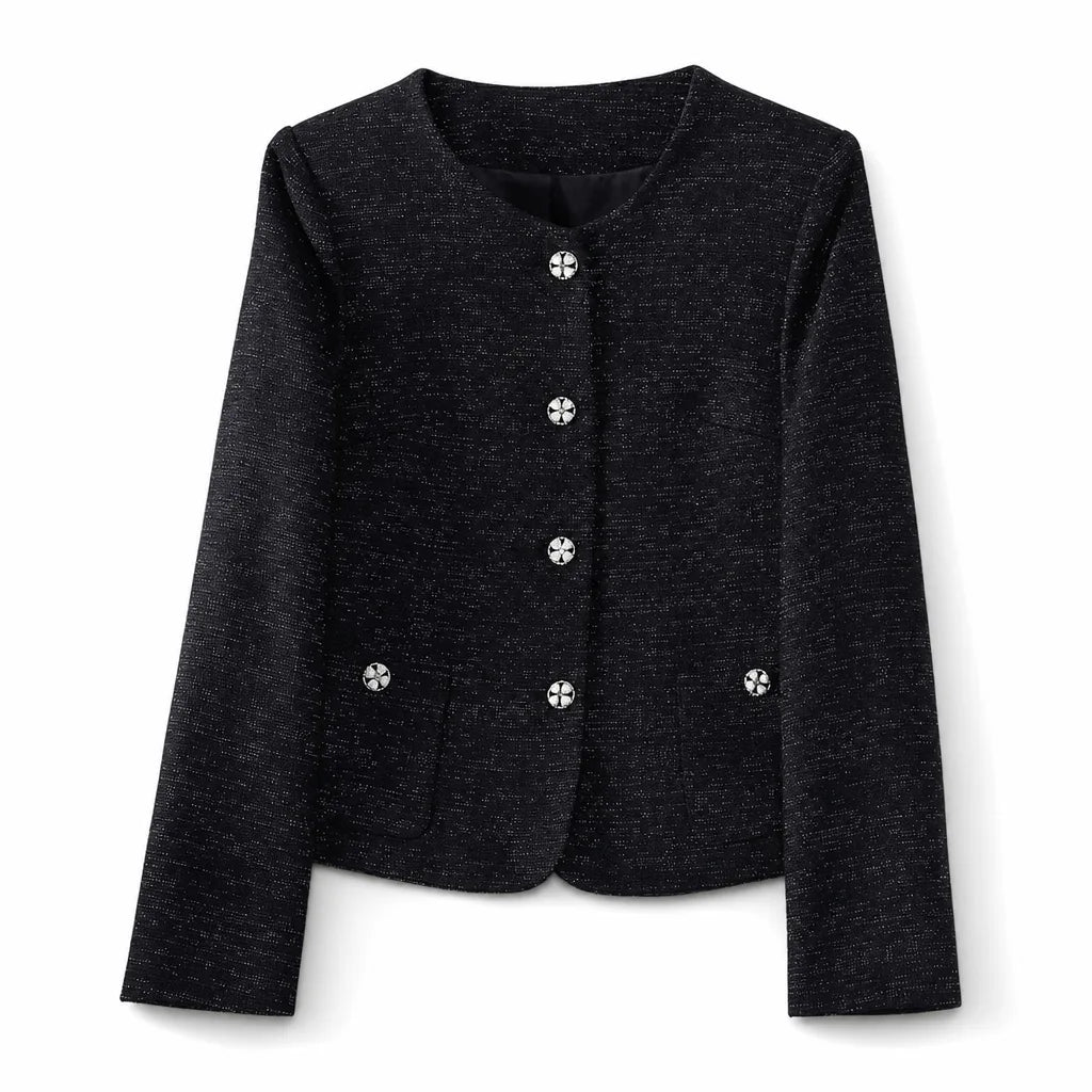 Olivia Cropped Blazer Jacket - Color:Black Blazer;Size:XS