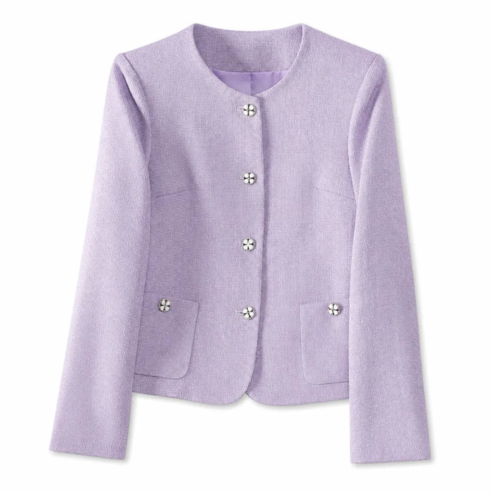 Olivia Cropped Blazer Jacket - Color:Violet Blazer;Size:XS