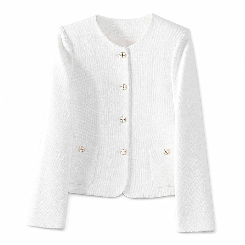 Olivia Cropped Blazer Jacket - Color:White Blazer;Size:XS