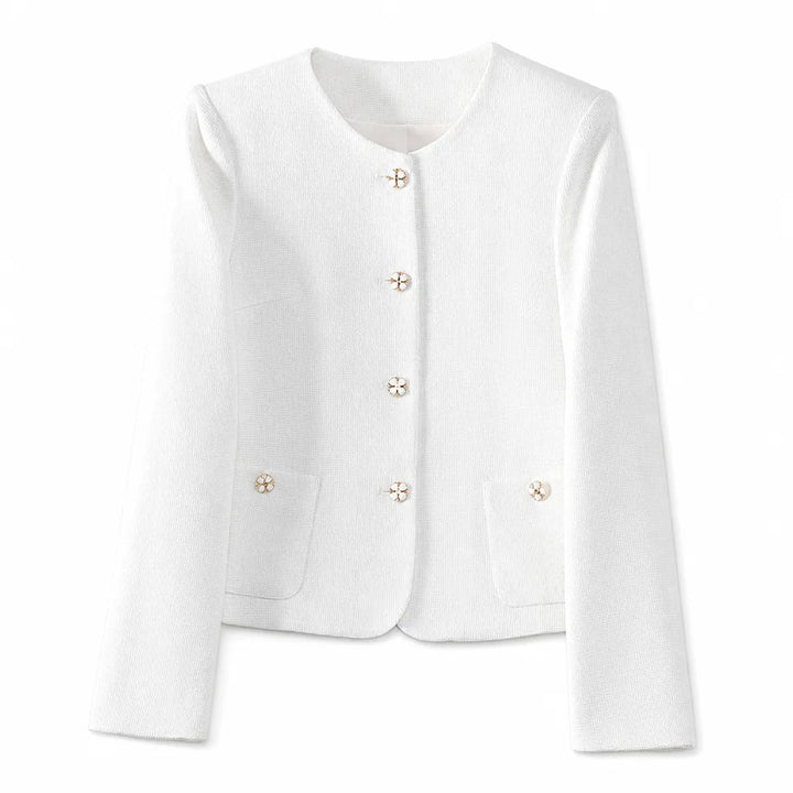 Olivia Cropped Blazer Jacket - Color:White Blazer;Size:XS