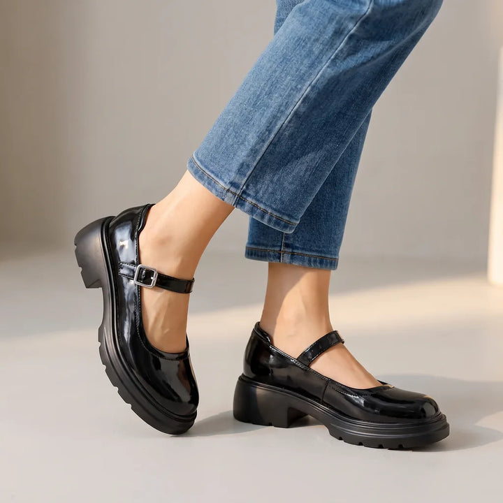 Olivia | Womens Platform Mary Jane Shoes - Color:Black;Size:35