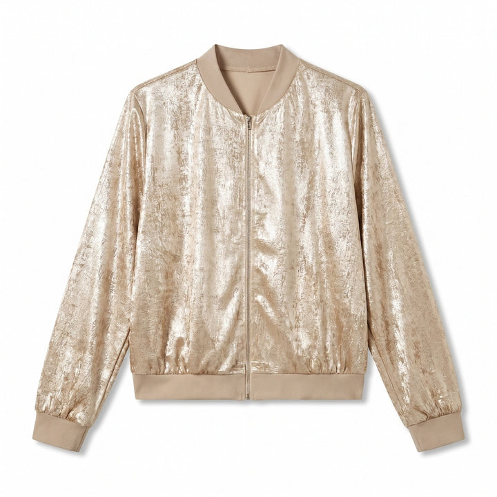 Olivia Zip-Front Jacket - Color:Gold;Size:XS