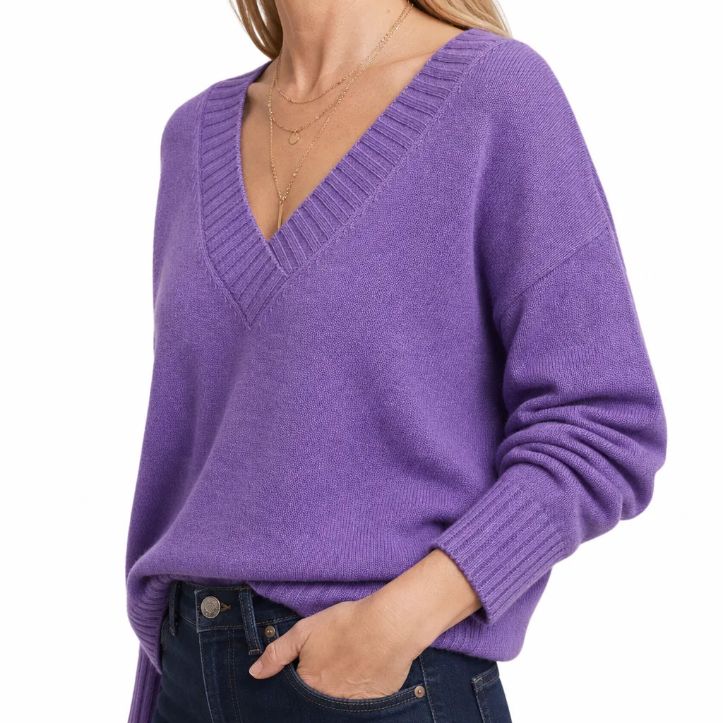 Women's Purple Kipling V Neck Knit Sweater