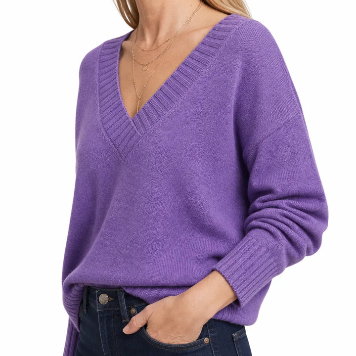 Women's Purple Kipling V Neck Knit Sweater