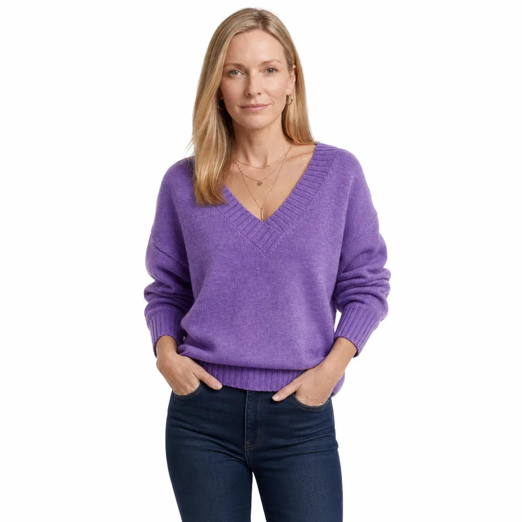 Women's Purple Kipling V Neck Knit Sweater